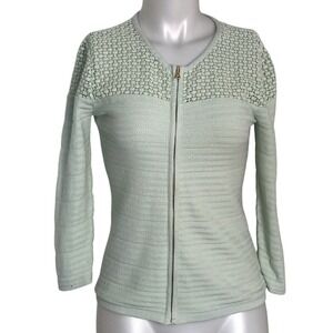 ANN TAYLOR MINT GREEN ZIP UP CARDIGAN
